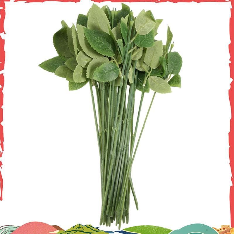 50 Pçs Artificial Falso Rosa Flor Hastes Para Diy Buquê Artesanal Folha Veia Casamento Decoração Casa