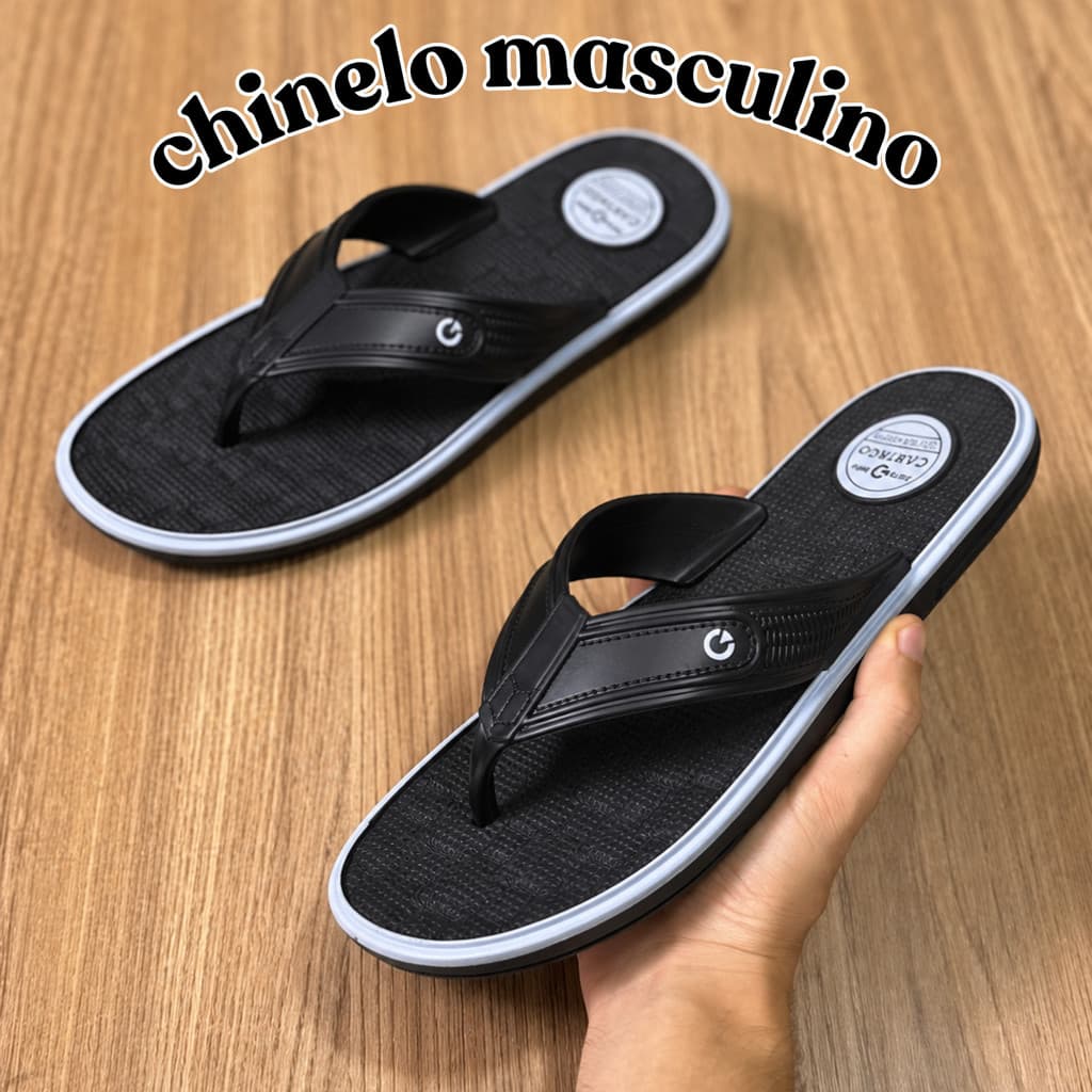 Chinelo Masculino Cartago De Dedo Leve Confortável Macio Antiderrapante Muito Resistente
