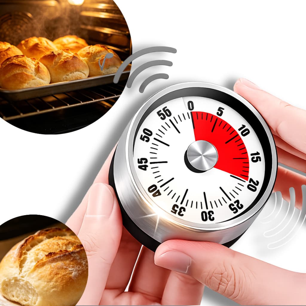 Timer De Cozinha Magnético Temporizador Aço Inoxidável Com Ímã Para Estudos E Culinária