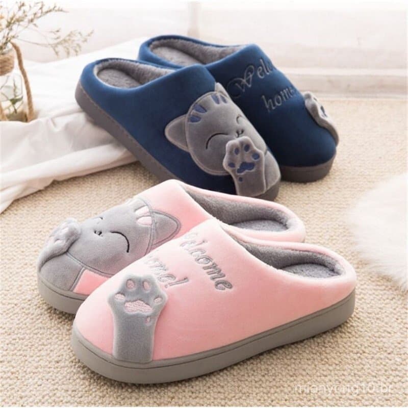 Chinelo De Algodão Flexível , Veludo Fofo , Unissex , Para Uso Interno No Inverno .