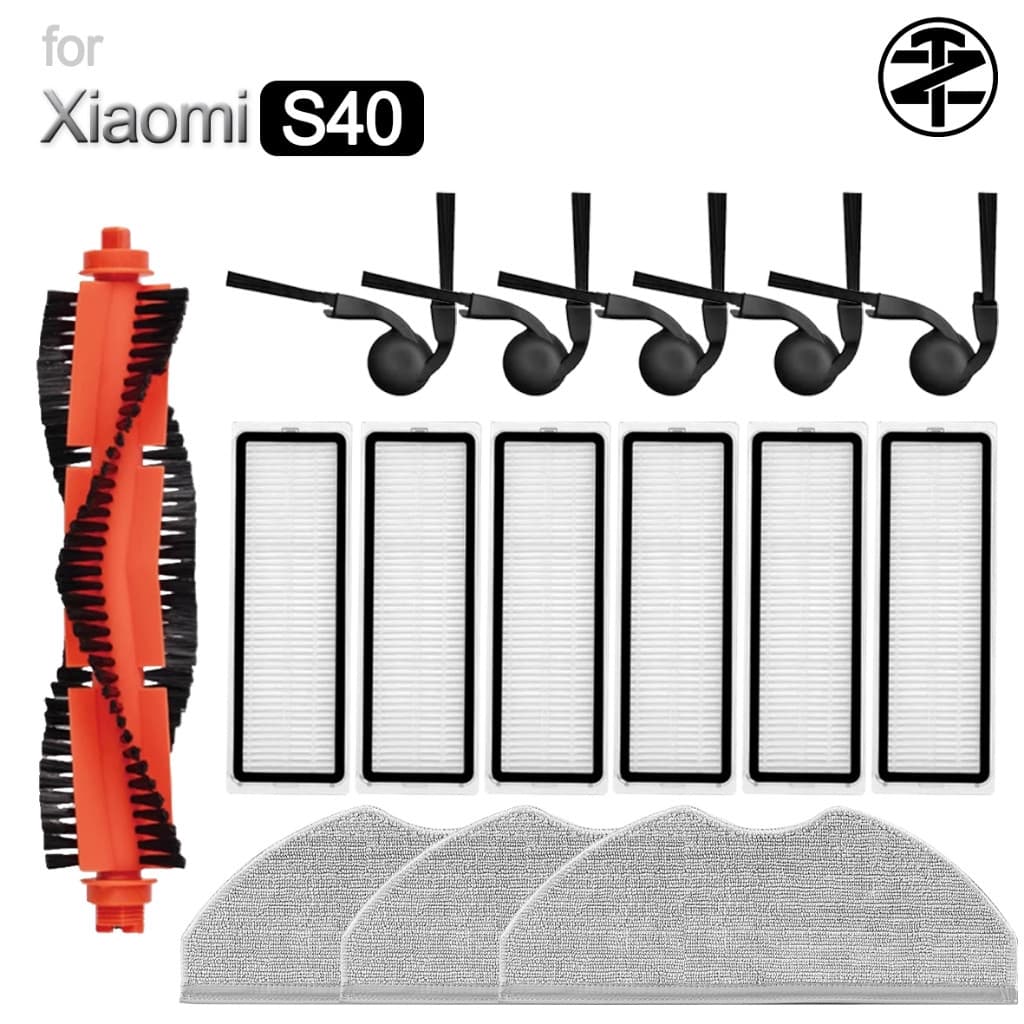 Para Xiaomi Robot Vacuum S40 Acessórios : Escova Principal , Lateral , Filtro HEPA , Pano De Esfregão