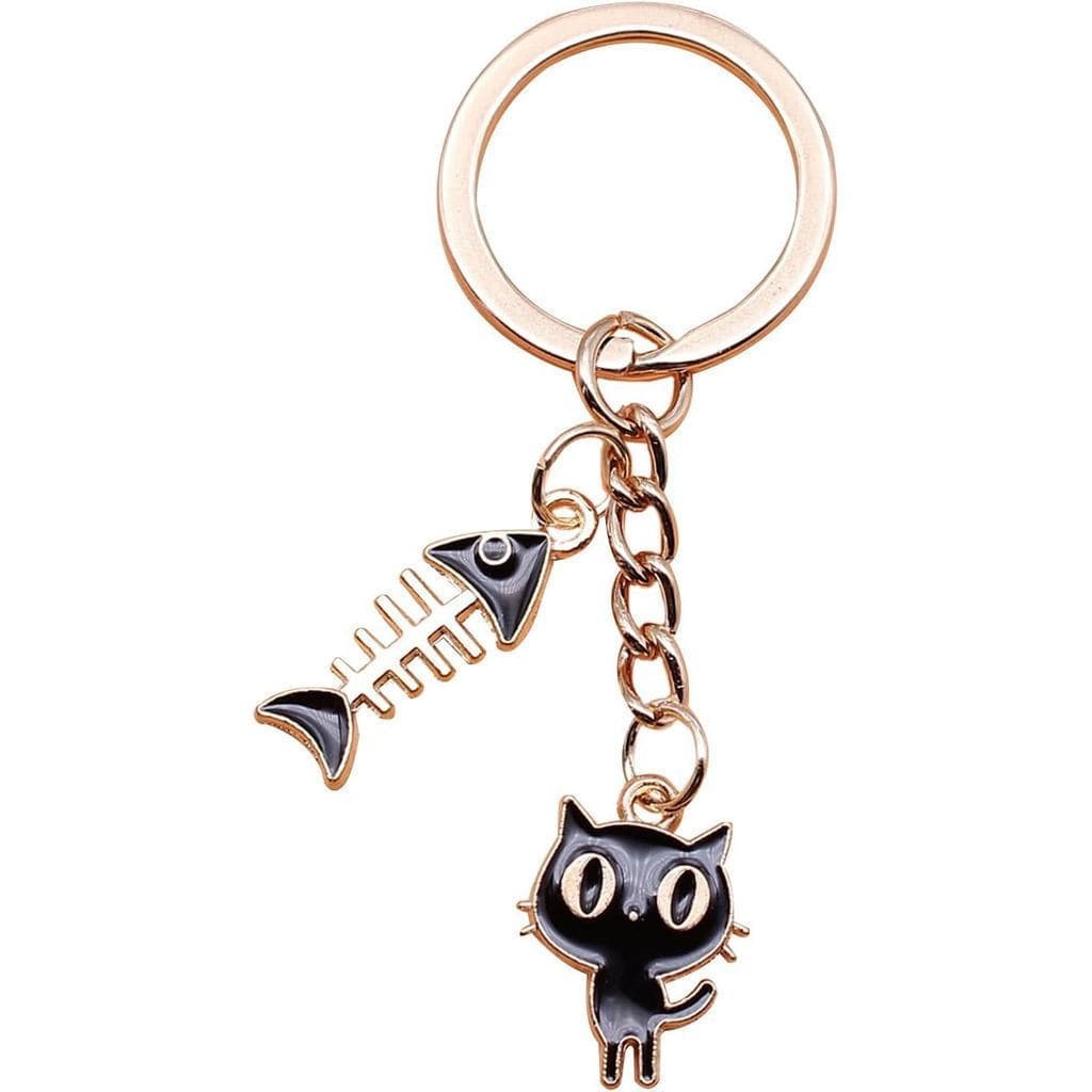 Kawaii Bonito Gato Chaveiro Bolsa Encantos Preto Charme Carro Acessórios Gatinho Amante Presentes Para Mulher
