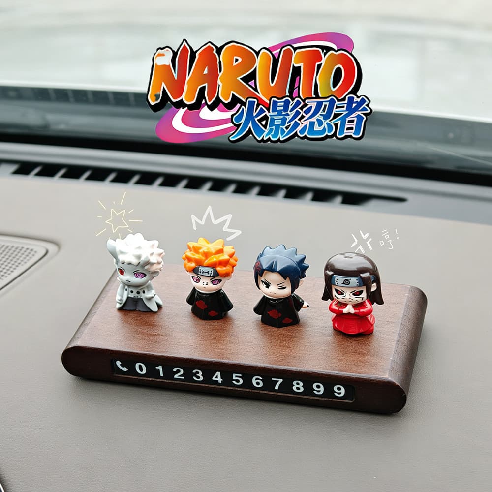 Placa de número de telefone para carro Naruto, placa de estacionamento temporária em madeira de nogueira, acessório de d