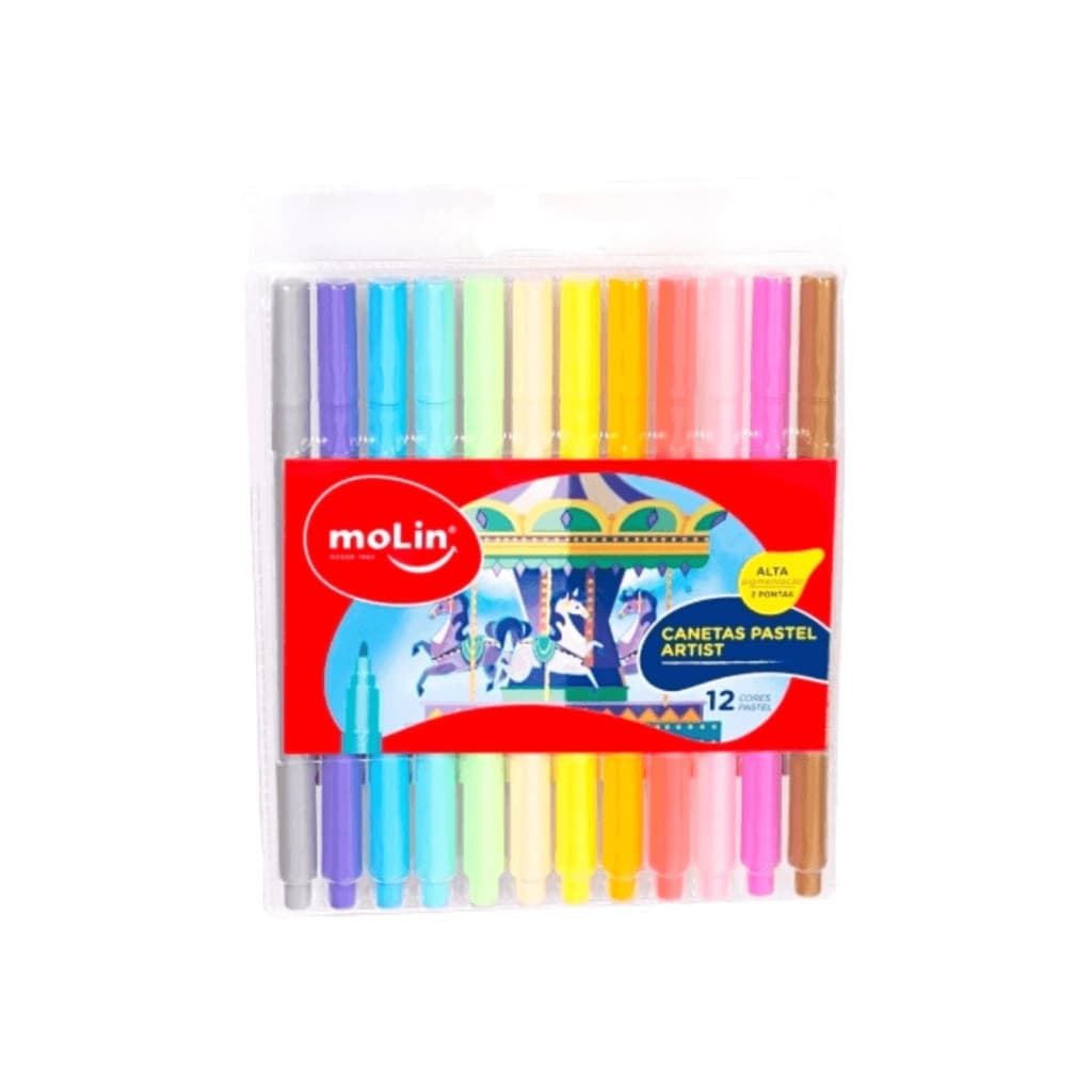 Caneta Hidrocor Molin Pastel 12 Cores