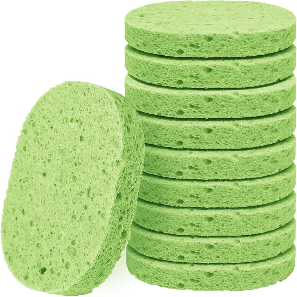 Pacote com 10 esponjas de limpeza em formato oval, esponjas de celulose sem riscos para lavar louça, para uso doméstico,