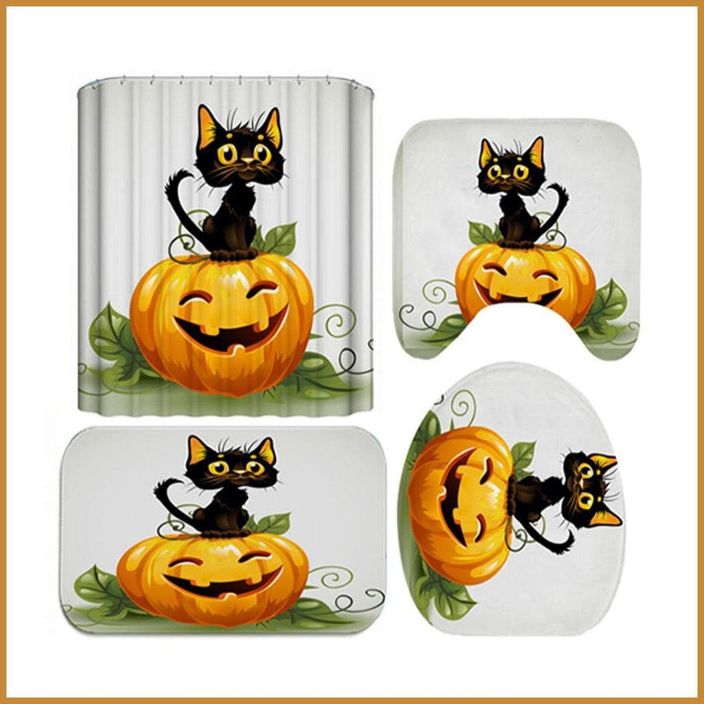 Tapete De Banheiro Com Tema De Halloween , Decoração De Pano , Janela , Banho , Antiderrapante Para Armário , Banheira ,