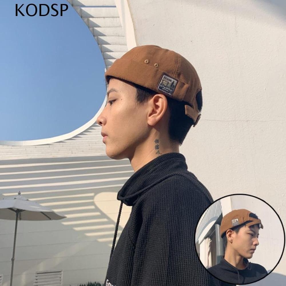 Chapéu Unissex Sem Aba KODSP, Algodão, Topo Redondo, Cor Sólida, Chapéu Docker, Chapéu de Sol, Gorro 1UTP