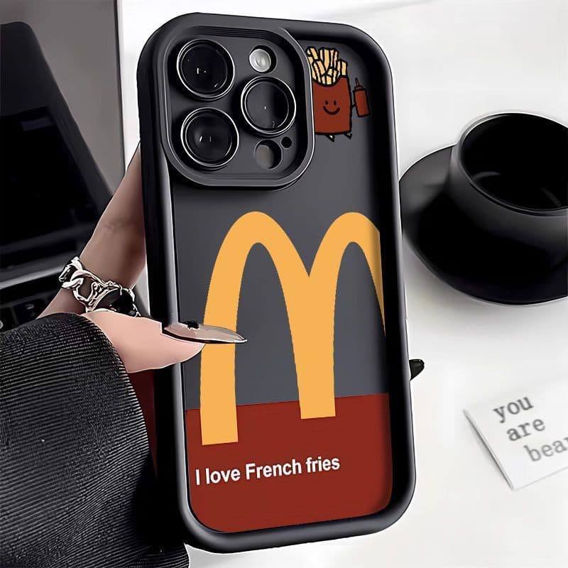 Capa para iPhone 15/14 Pro Max da M's French Fries 1211, Capa Completa para XS/XR/876Plus, Capa Macia ZAZ5