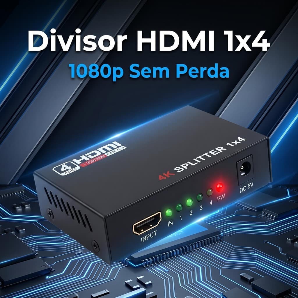 Duplicador Splitter Cabo Hdmi 1x4 Divisor Full Hd 1.4 3d Hub