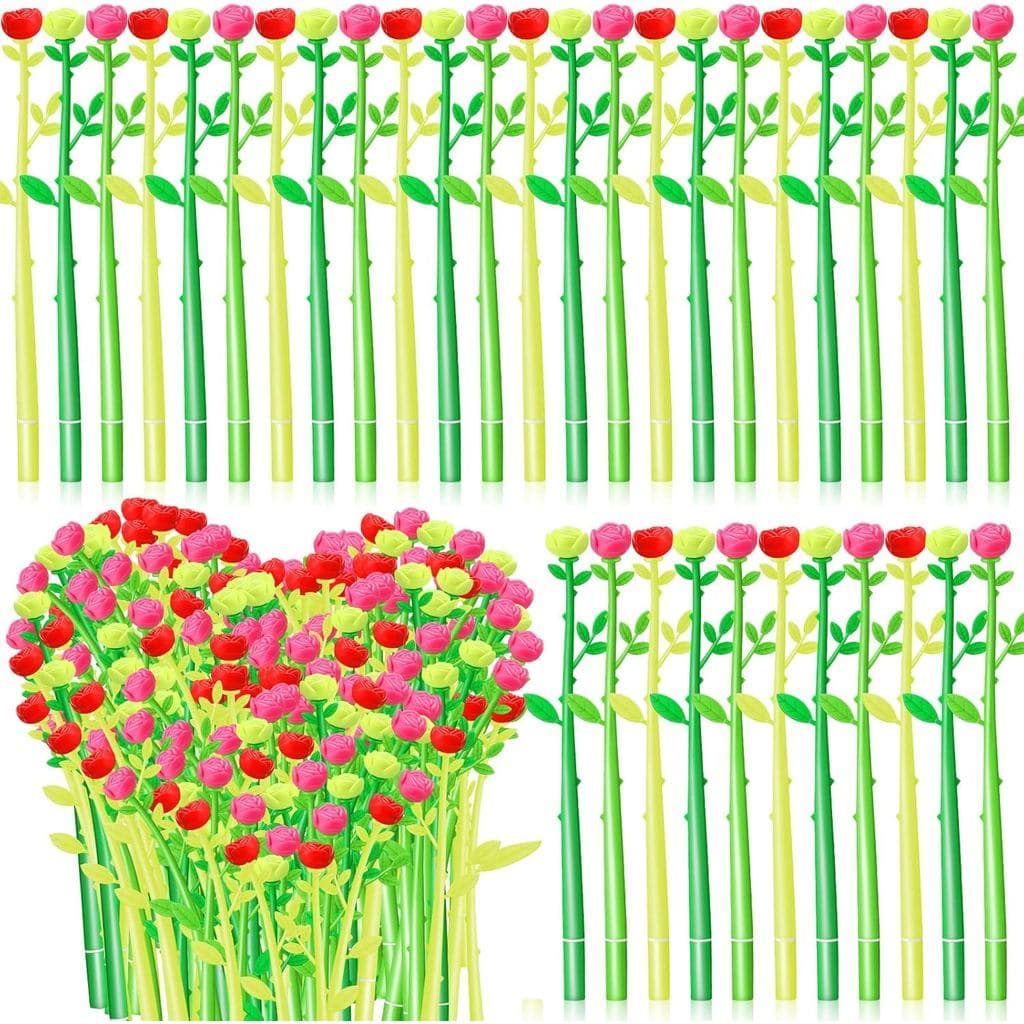 12 Pçs Canetas De Flores Em Forma De Rosa Caneta Esferográfica Criativa Líquida Preta 0.5mm Tinta Gel Rollerball Para Es