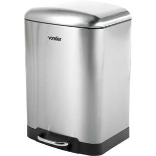 Lixeira Retangular Inox 12 Litros Vonder com Pedal Tampa com Amortecimento Cozinha Banheiro Escritório