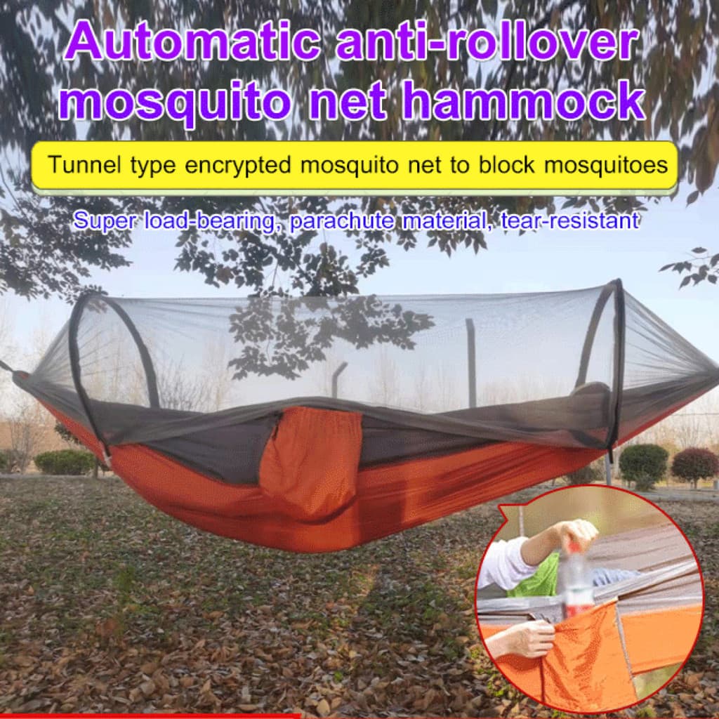 [Mosquito-Free Sleep] [Auto Net/Anti-Roll] Parachute Hammock / Nylon Swing / Dual Chair Hammock/Outdoor/Camping/Backyard