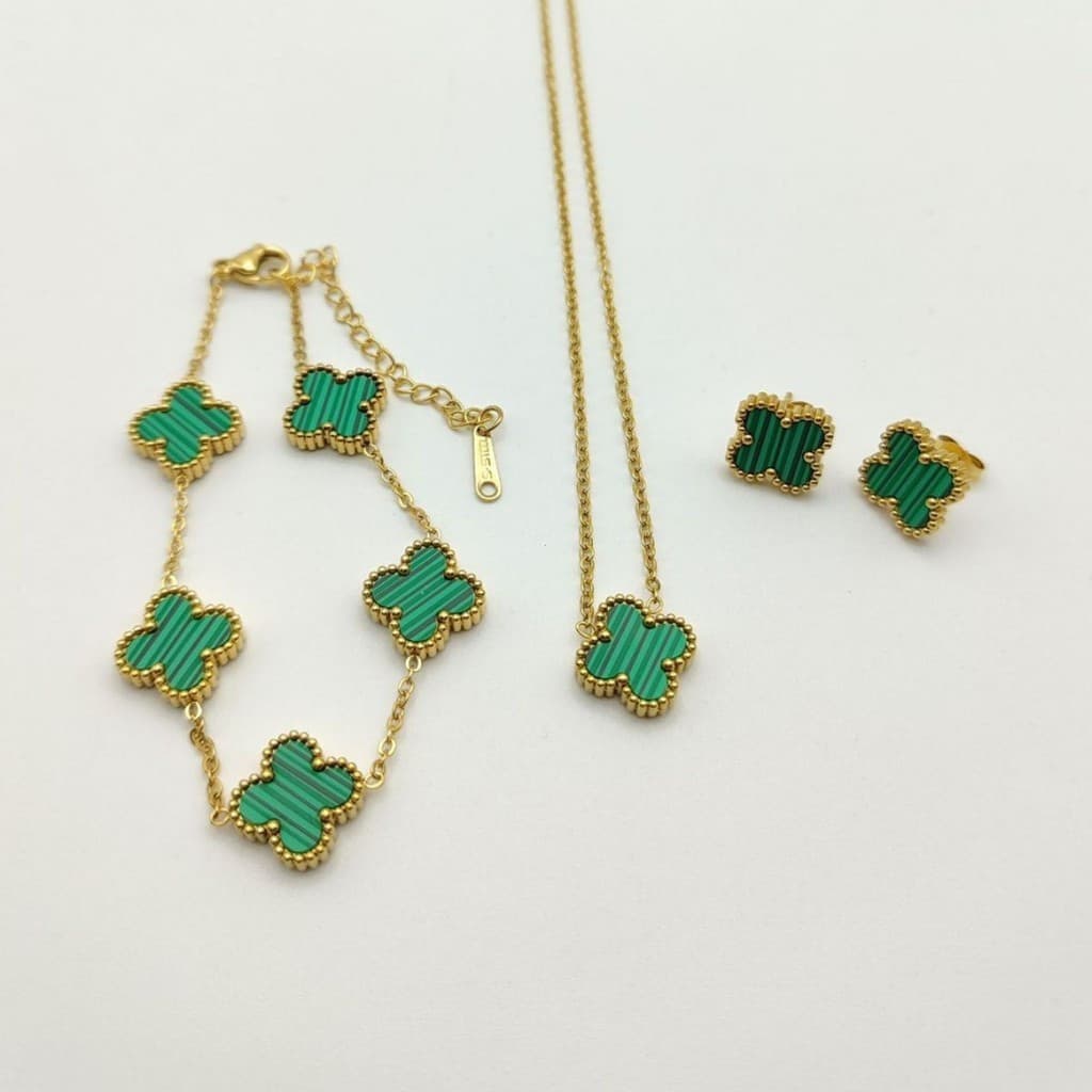 Aço inoxidável mulheres jóias não perder cor brincos pulseira premium sense colar 18K set