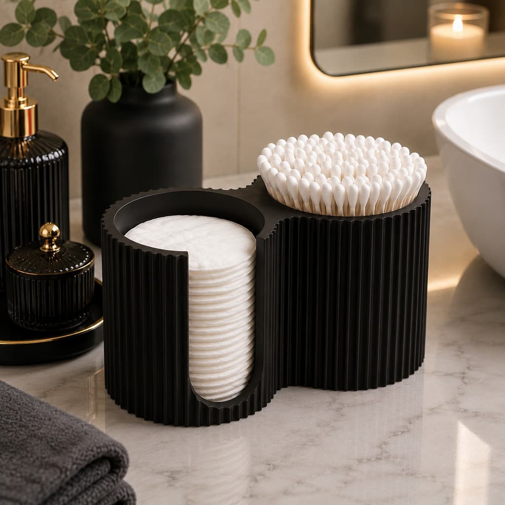 Porta Algodão e Cotonete - Kit Banheiro Organizador Moderno - Decoração