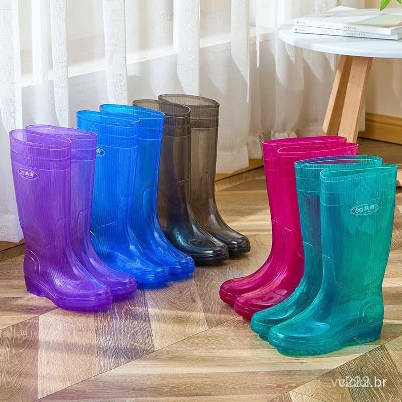 Botas de Chuva Femininas de Cano Alto de Secagem Rápida, Botas Impermeáveis Antiderrapantes para Adultos, Calçado de Tra