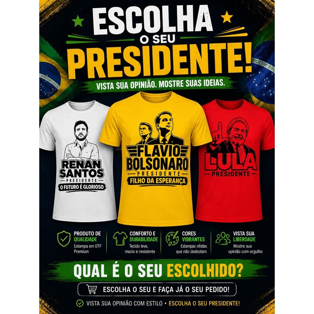 Camiseta Personalizada de Presidente - Escolha o Modelo que Representa Você!