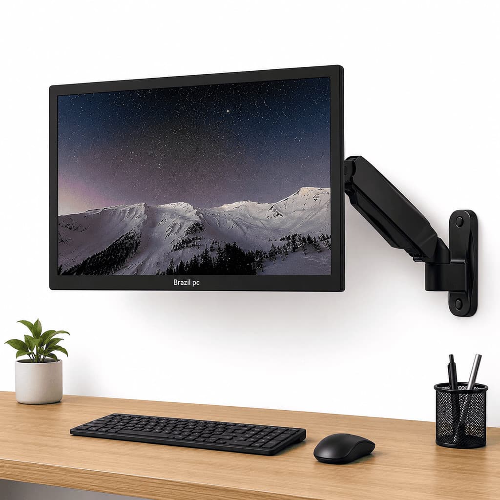 Monitor 21,5  Brazil Pc  Full Hd  75 Hz + Suporte De Parede Bi Articulado Para Monitor  Ergo Flexy