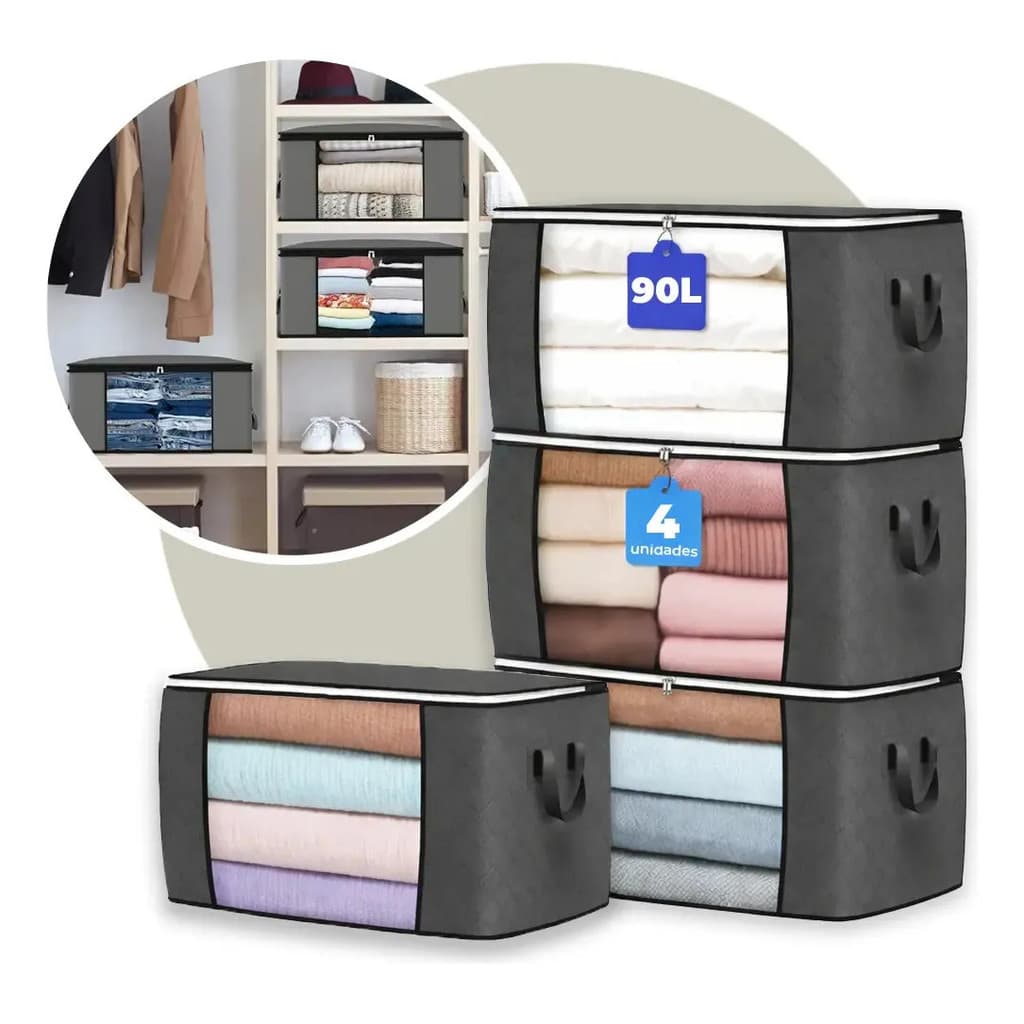 Kit 4 Sacos Organizador Multiuso Anti Mofo Para Edredom King