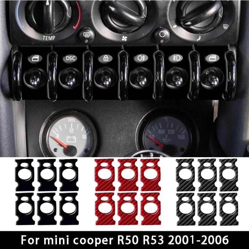 Para Mini Cooper Um R50 R53 2001-2006 Controle Central Farol Porta Interruptor Painel Adesivo Macio Decoração De Fibra D