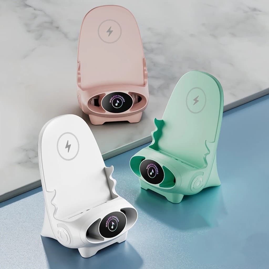 Carregador sem fio 3 em 1 de 15 W com suporte de mesa e suporte para celular, carregador móvel sem fio multifuncional QC