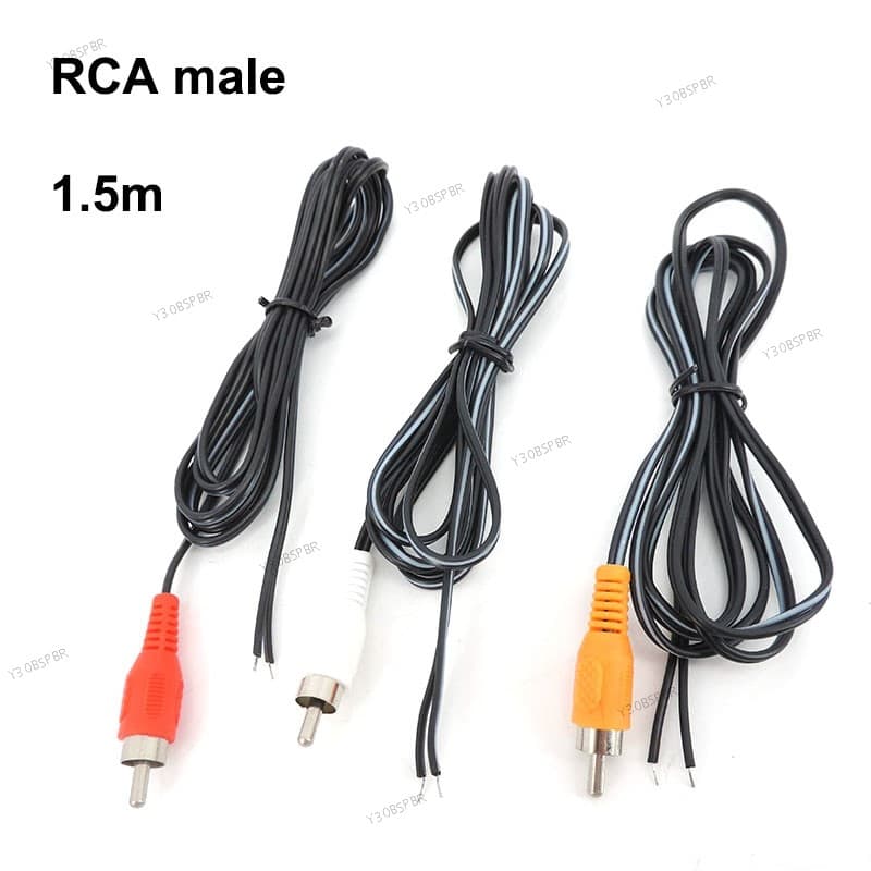 3x1.5m 2pin Carro Rca Macho Vermelho Preto Branco Conector De Áudio Cabo Av Único Vídeo Alto-Falante Extensão Fio Chumbo