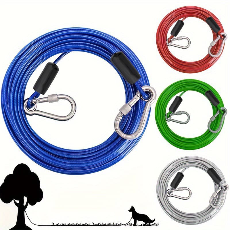 Corda de fio de tração para cães, trava de duas cabeças transfronteiriça, pátio externo, corda de gravata para cães, PVC