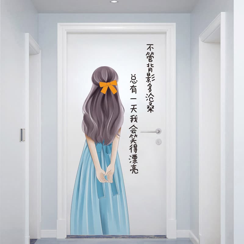 Adesivos de porta capa feio decorações de parede adesivos de parede pequeno padrão papel de parede auto-adesivo quarto d