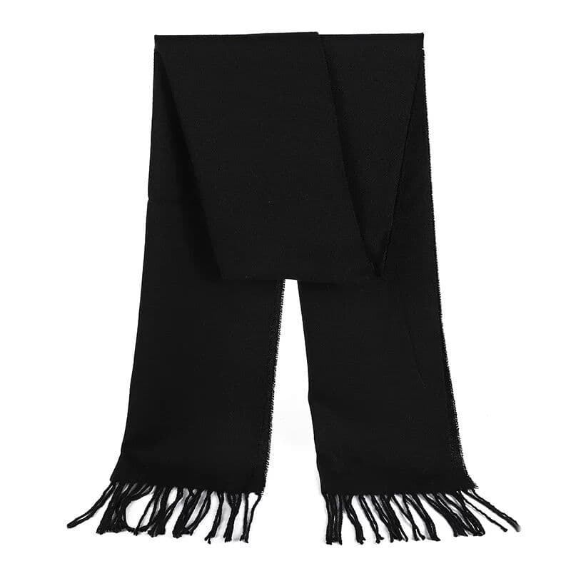Cachecol masculino de cor sólida outono inverno estilo fino borla All-Match pequeno cachecol imitação de caxemira xadrez