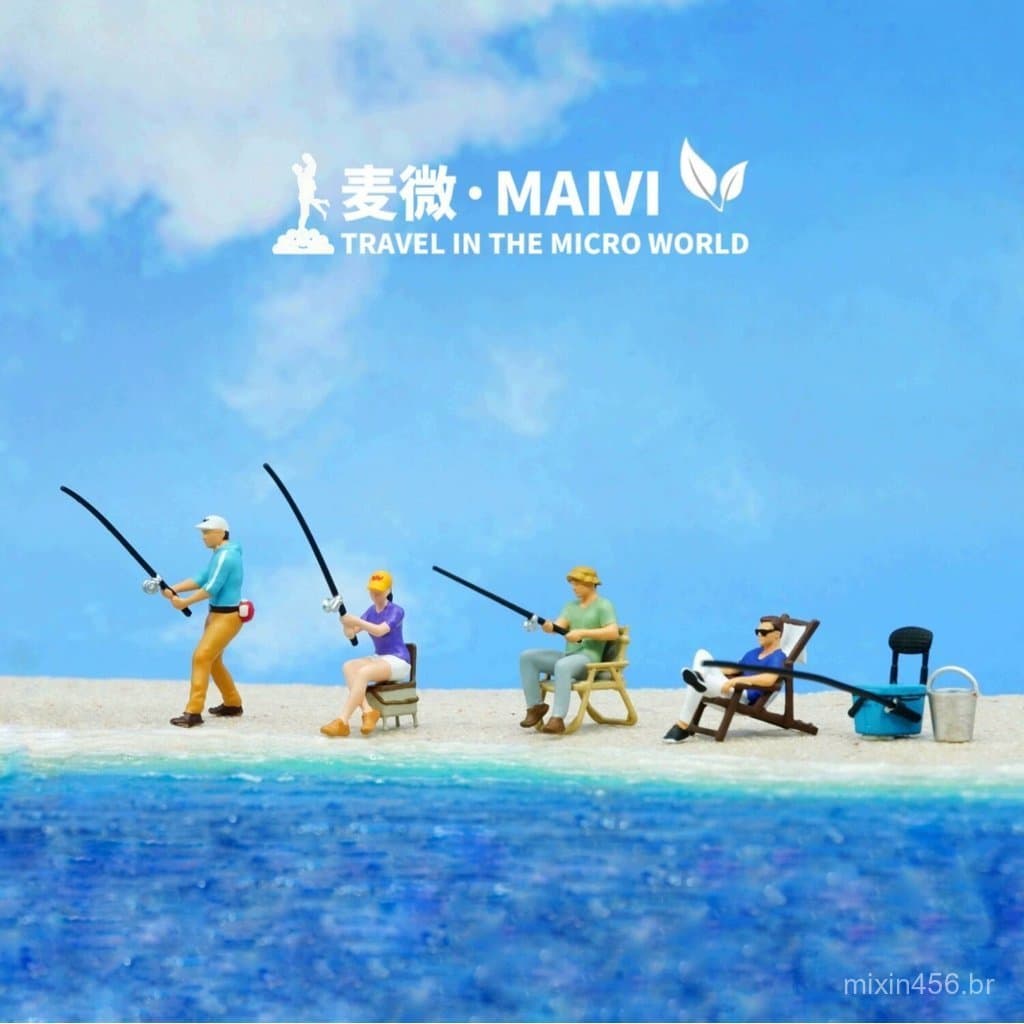 Novas figuras em miniatura em escala 1:64 para pesca ao ar livre, micro-paisagens de musgo, modelos para fotografia em m