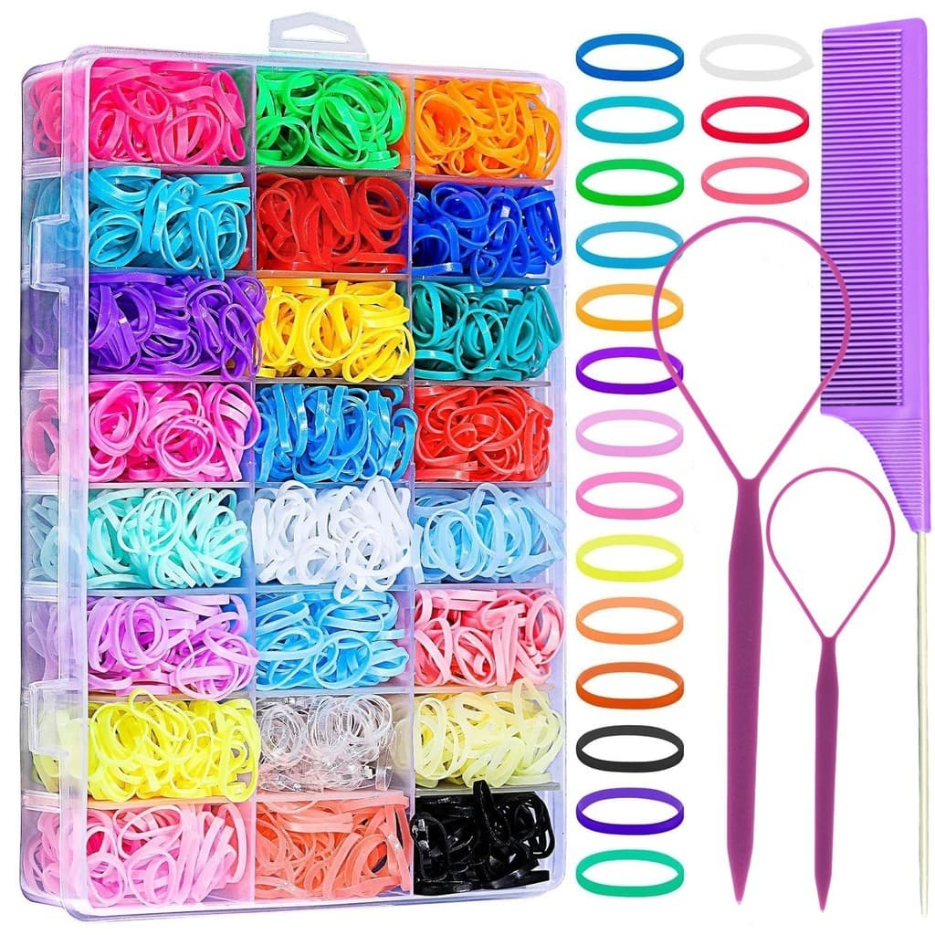 Fornecimento exclusivo transfronteiriço Faixa de borracha infantil Corda de cabelo colorida 24/28/32 cores Caixa Corda d