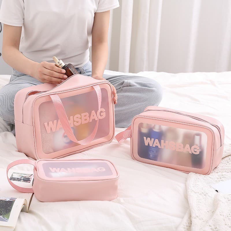 Kit 3 Necessaire Maquiagem Transparente WashBag A Prova De Água  332