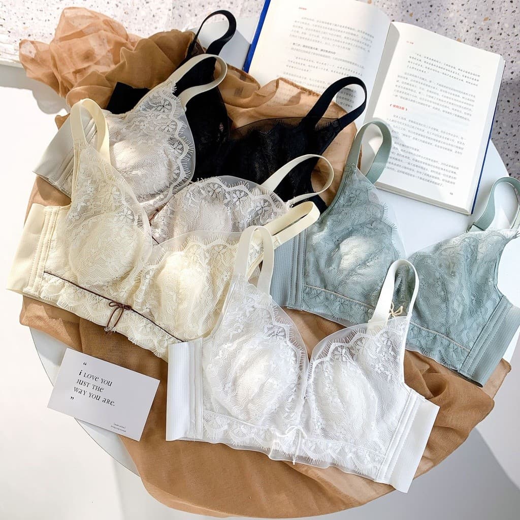 Verão Ultra-fino renda copo de cristal roupa interior feminina sem fio reunindo seios Anti-flacidez sutiã de orelha de c