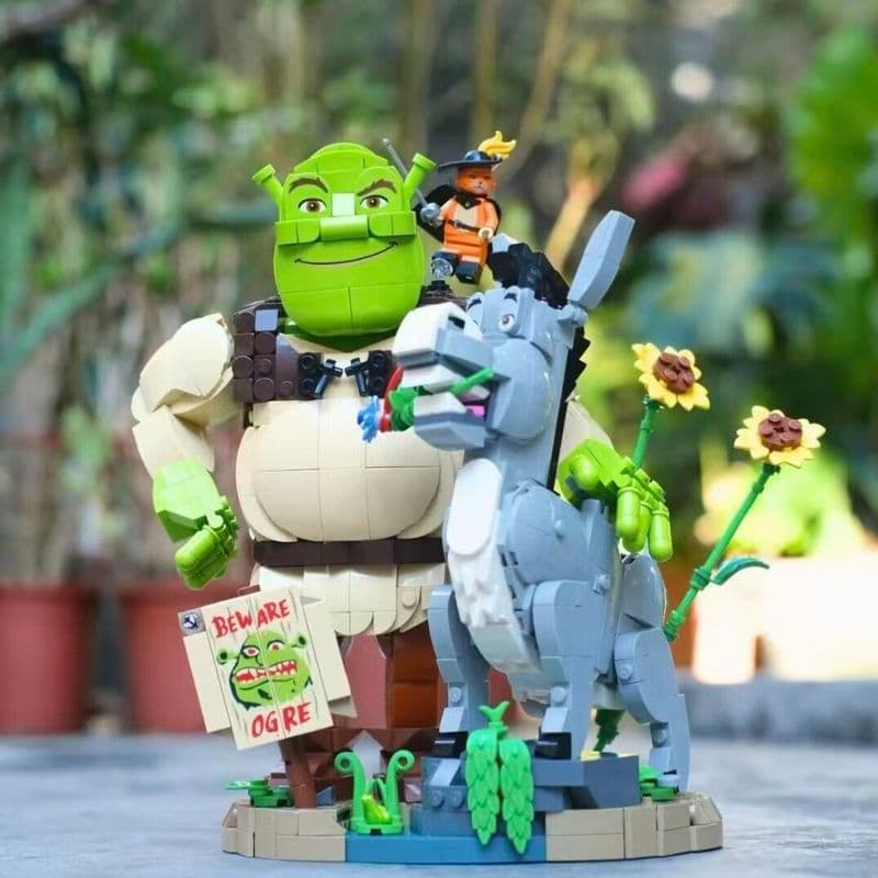 1403 pçs Lego bloco de construção monstro lago burro e gato usando botas crianças montagem brinquedo educativo presente