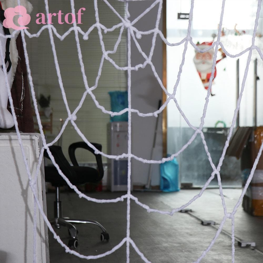 ARTOF Halloween Spider , Teia De Aranha De Pelúcia Gigante E Elástica Para , Criativa Preta/Branca 1.5/3.6 M Casa