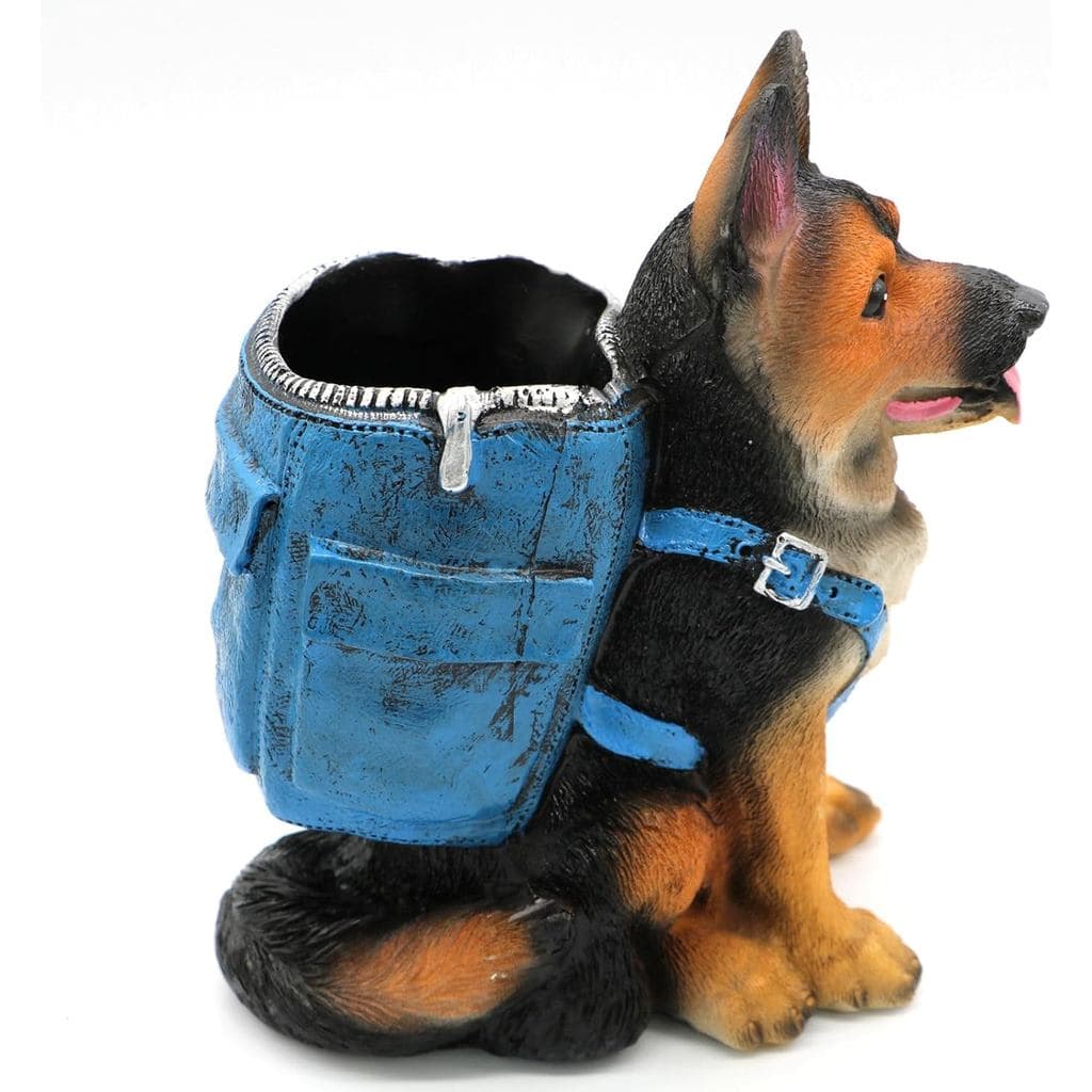 Porta-canetas engraçado e fofo em formato de cachorro, porta-canetas criativo para mesa, enfeites únicos, pastor alemão,