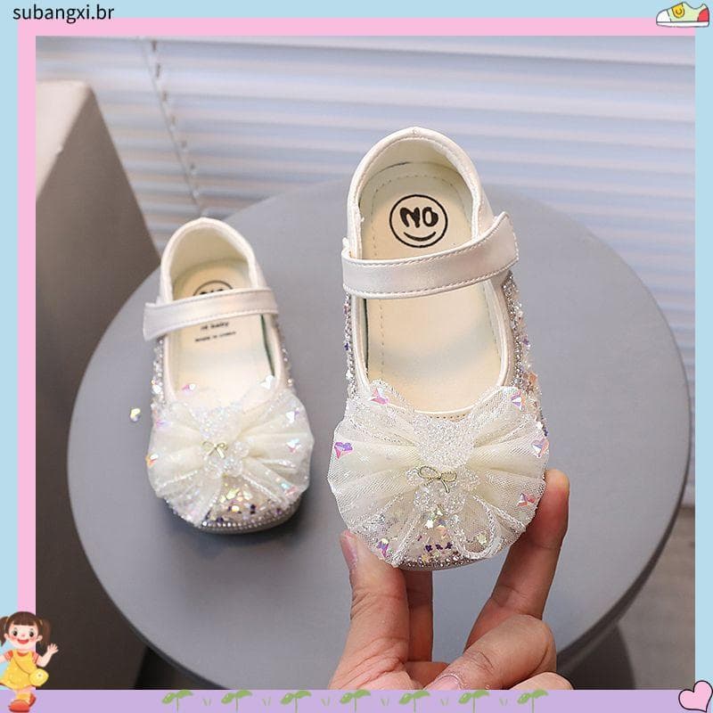 Meninas moda botas de couro novo estilo princesa primavera outono sapatos de cristal strass sola macia meninas bonito mo