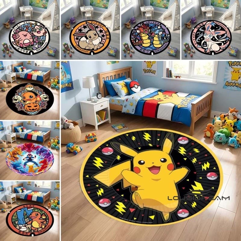 Tapete antiincrustante Pokémon Pikachu, fácil de limpar, durável, adequado para corredor de entrada, tapete de decoração