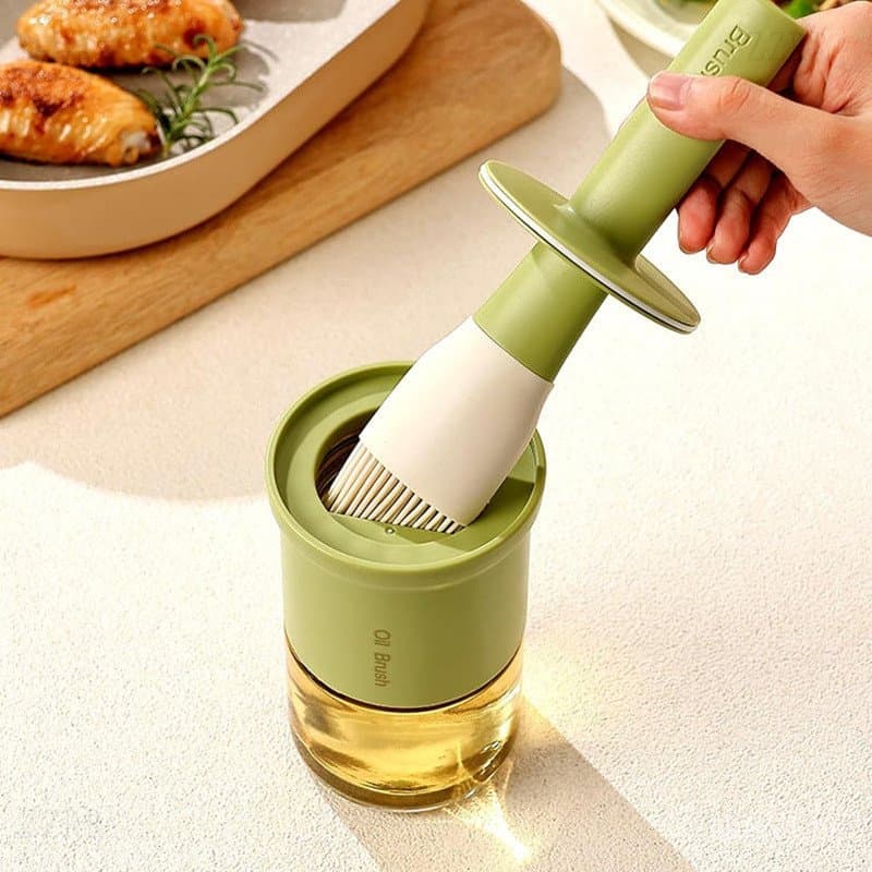 Garrafa Dispensadora de Vidro de 300ml/10oz com Pincel para Untar, Resistente ao Calor para Molhos, Churrasco, Grelhados