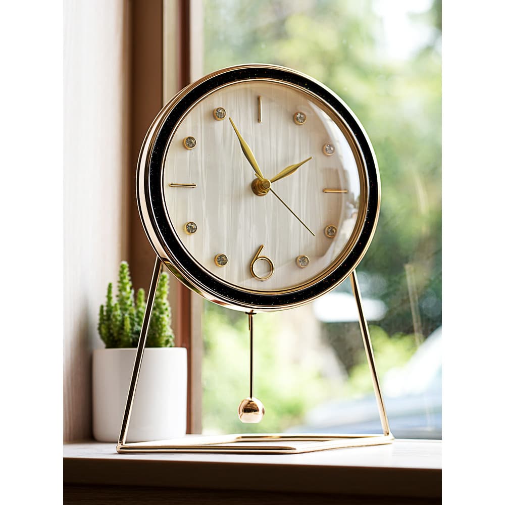 Estilo europeu relógio de mesa sala estar casa balanço mesa decoração relógio Metal contador sentado luz luxo simples mo