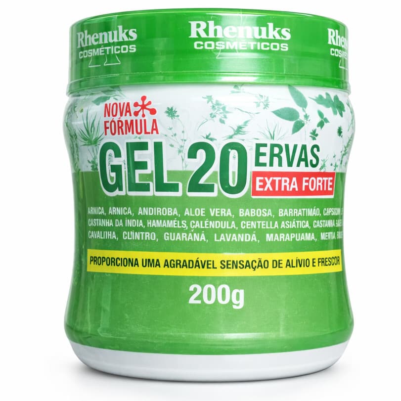 Gel Massageador 20 Ervas Rhenuks 200g – Alívio Imediato de Dores Musculares e Contusões