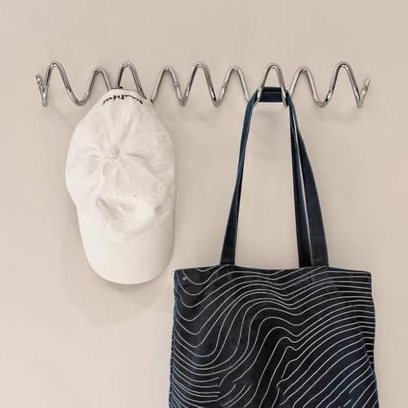 Gancho De Casaco Em Forma De Onda De Prata Galvanizado Montado Na Parede , Roupas Pendurado Decoração Rack De Armazename