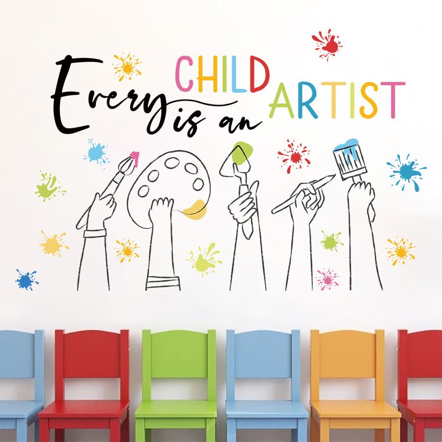 Adesivos de parede dos desenhos animados cor pintura Graffiti frase em inglês auto-adesivo adesivos de parede quarto das