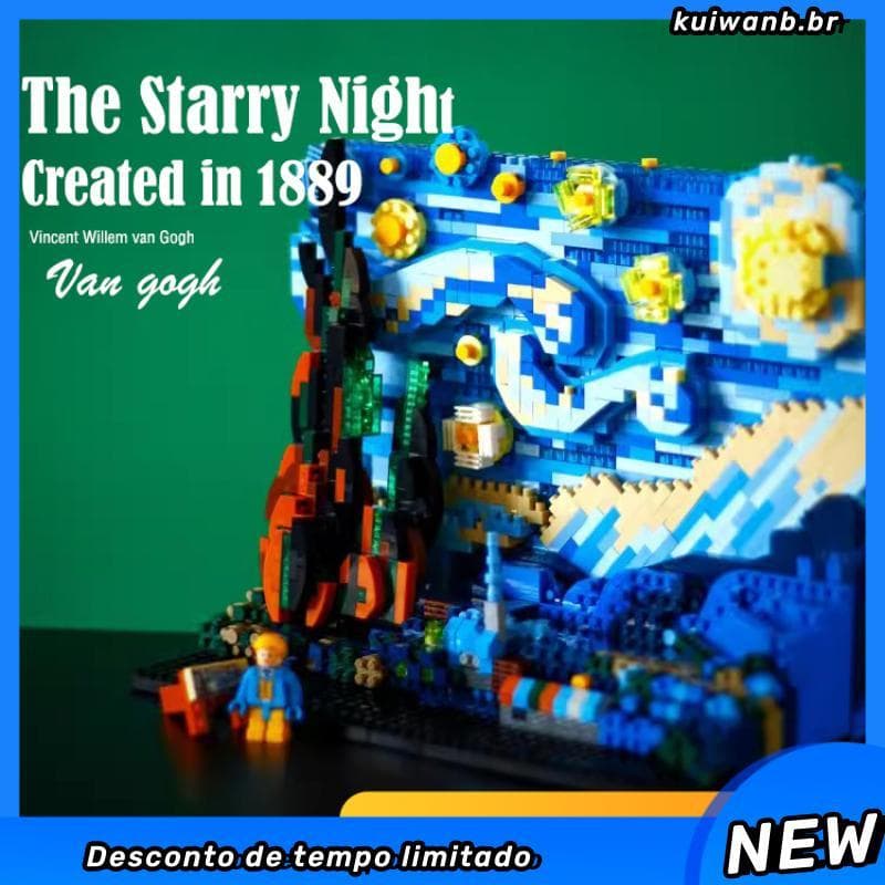 Criativo Van Gogh Céu Estrelado A Noite Estrelada Pintura Famosa 3D Com Partículas De Diamante Construindo Blo cks Para