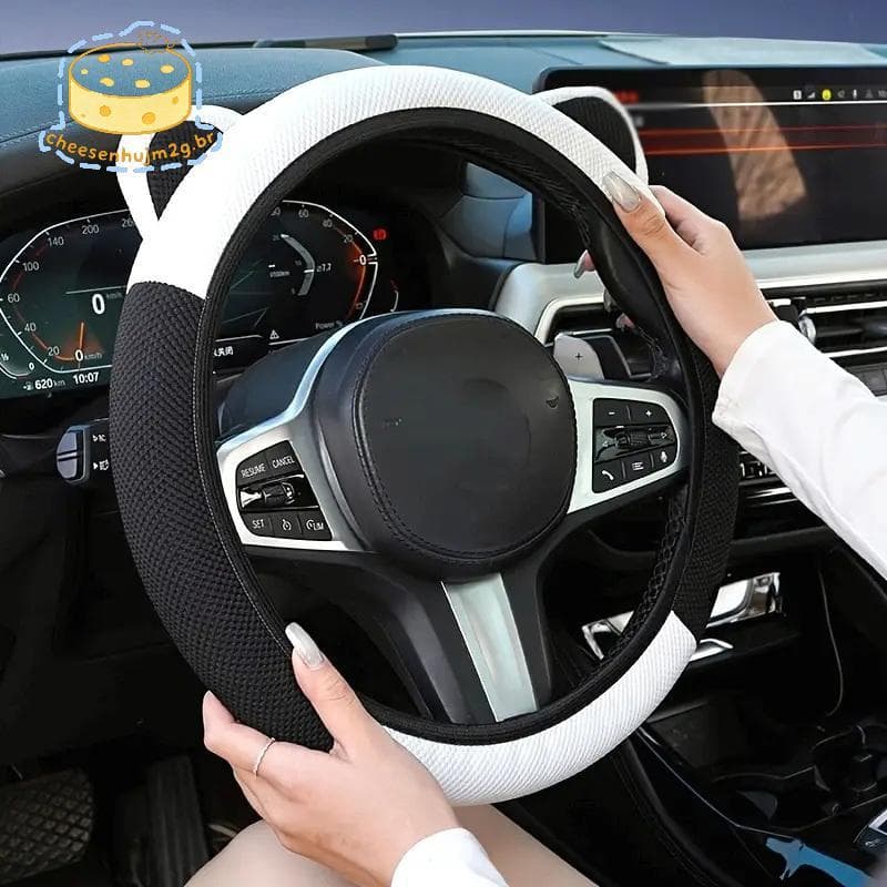 cheesenhujm2g Capa De Volante Com Orelhas De Gato De Desenho Animado Antiderrapante Respirável Ajuste Universal BR