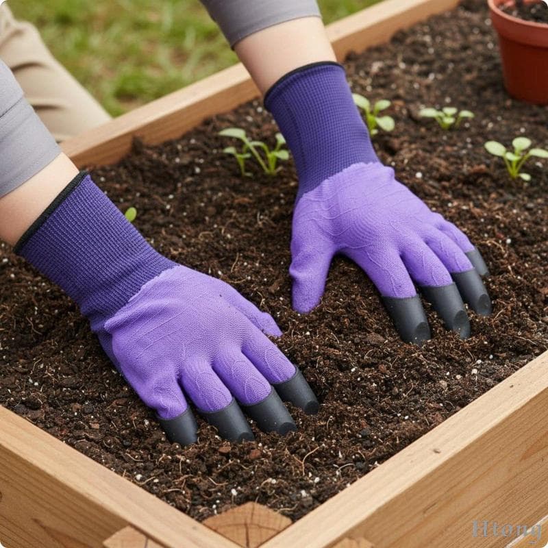 [Htong] Luvas De Jardinagem Resistentes Ao Desgaste Com Garras Jardim Respiráveis Equipamento De Proteção À Prova D'água