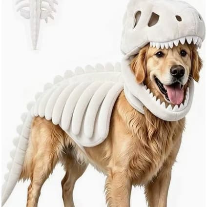 Fantasia De Cachorro Esqueleto De Dinossauro , Roupa De Pelúcia Macia Para Animais De Estimação (35.4 Polegadas)