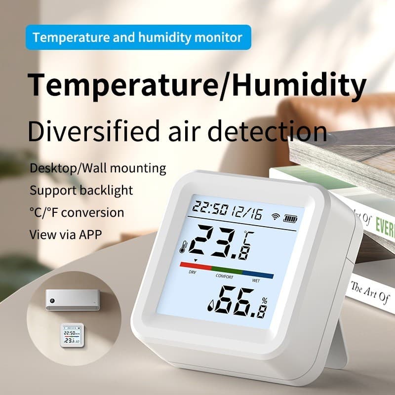 Sensor Inteligente De Umidade E Temperatura TUYA WiFi , Termômetro Interno Sem Fio Higrômetro APP Monitoramento Remoto E