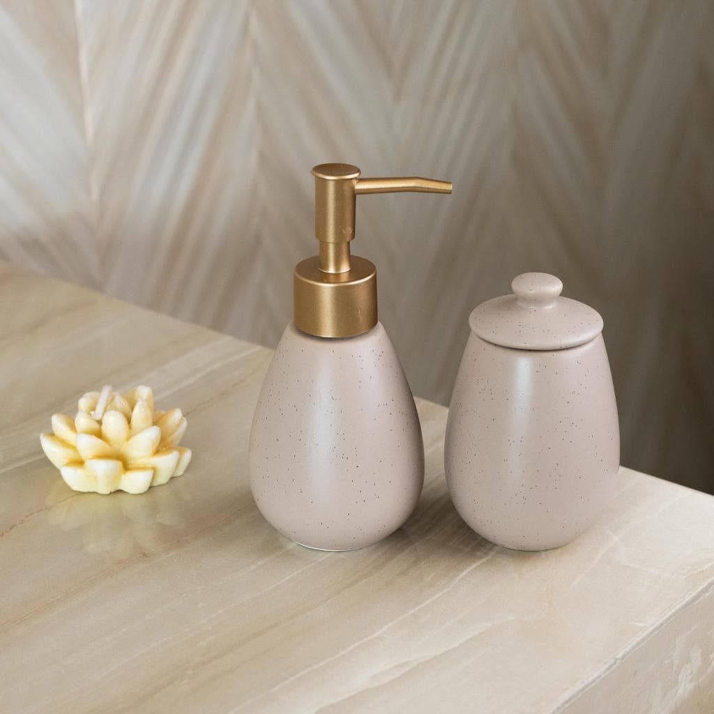 Conjunto Banheiro 2 Peças de Ceramica Granilite Nude Wolff