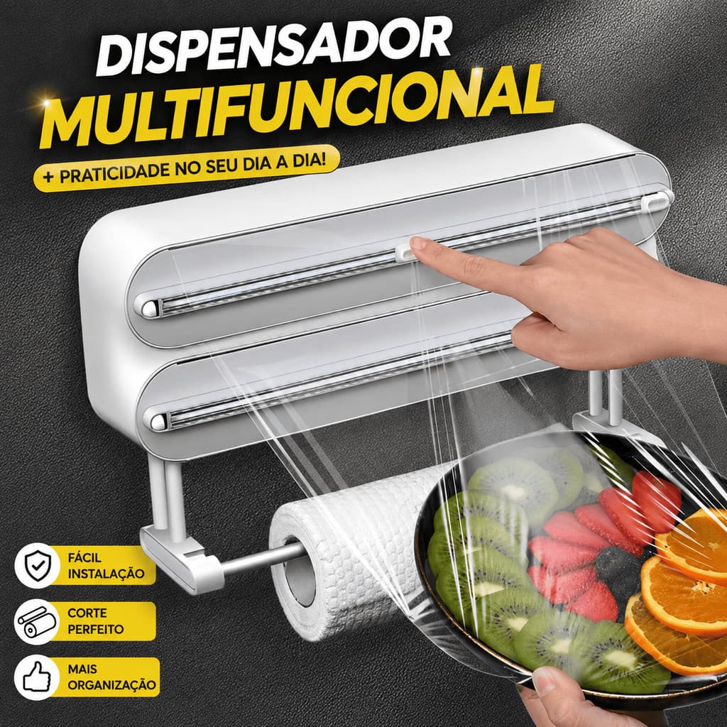 Cortador Duplo De Plástico Filme PVC Suporte Ajustável Dispensor Descartável Ventosa Aderente Selador 3 EM 1 Qualidade