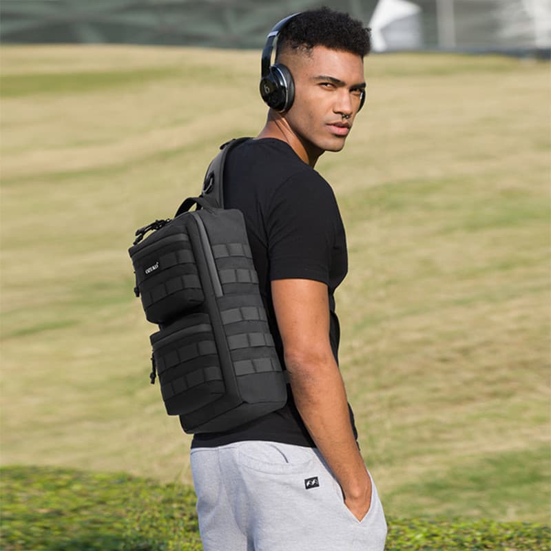 OZUKO Bolsa de Peito Ao Ar Livre À Prova D 'Água Grande Capacidade Bolsa Mensageiro Masculina Funcional Multifuncional E